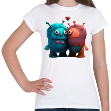 PRINTFASHION Vicces Szörnyecskés - cuki, csúnya, szerelmes minta - Női póló - Fehér női póló