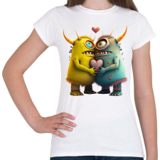 PRINTFASHION Vicces Szörnyecskés - cuki, csúnya, szerelmes minta - Női póló - Fehér női póló