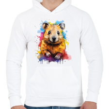 PRINTFASHION Vidám quokka - Férfi kapucnis pulóver - Fehér férfi pulóver, kardigán
