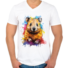 PRINTFASHION Vidám quokka - Férfi V-nyakú póló - Fehér