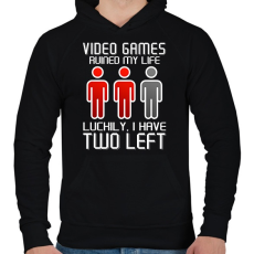 PRINTFASHION Video Games ruined my life - Luckily I have two left - Férfi kapucnis pulóver - Fekete