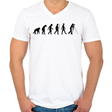 PRINTFASHION Videós/Fotós evolúció - Férfi V-nyakú póló - Fehér férfi póló
