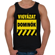 PRINTFASHION Vigyázat dominók! - Férfi atléta - Fekete atléta, trikó