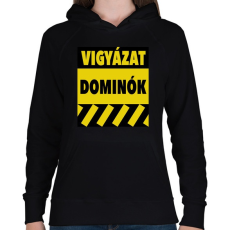 PRINTFASHION Vigyázat dominók! - Női kapucnis pulóver - Fekete