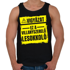 PRINTFASHION Vigyázat ez a villanyszerelő lesokkoló - Férfi atléta - Fekete atléta, trikó