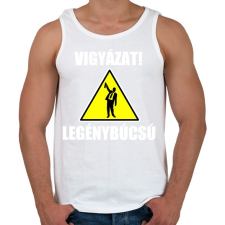 PRINTFASHION Vigyázat legénybúcsú - Férfi atléta - Fehér atléta, trikó