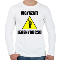 PRINTFASHION Vigyázat legénybúcsú - Férfi hosszú ujjú póló - Fehér