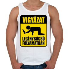 PRINTFASHION Vigyázat legénybúcsú folyamatban - Férfi atléta - Fehér