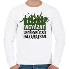 PRINTFASHION Vigyázat legénybúcsú folyamatban - Férfi pulóver - Fehér férfi pulóver, kardigán