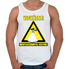 PRINTFASHION Vigyázat! Menyasszonnyal vagyok! - Férfi atléta - Fehér atléta, trikó