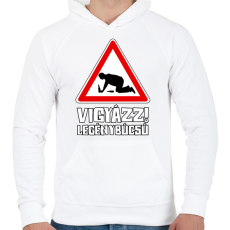 PRINTFASHION Vigyázz Legénybúcsú - Férfi kapucnis pulóver - Fehér