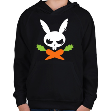 PRINTFASHION Vigyázz! Nyuszi! - Gyerek kapucnis pulóver - Fekete gyerek pulóver, kardigán