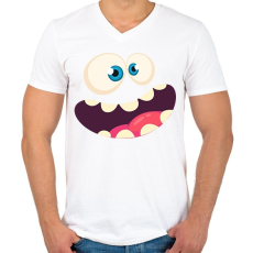 PRINTFASHION Vigyorgó fej - Férfi V-nyakú póló - Fehér