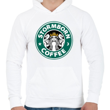 PRINTFASHION Viharbanszületett kávé - Férfi kapucnis pulóver - Fehér férfi pulóver, kardigán