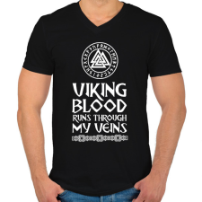 PRINTFASHION Viking blood - Férfi V-nyakú póló - Fekete férfi póló
