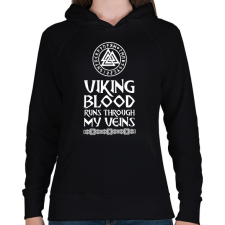 PRINTFASHION Viking blood - Női kapucnis pulóver - Fekete női pulóver, kardigán