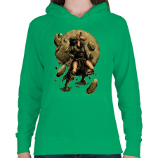 PRINTFASHION Viking - Női kapucnis pulóver - Zöld női pulóver, kardigán