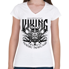PRINTFASHION viking - Női V-nyakú póló - Fehér női póló