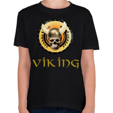 PRINTFASHION viking skull - Gyerek póló - Fekete