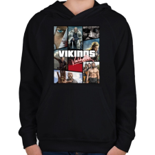PRINTFASHION Vikingek - Gyerek kapucnis pulóver - Fekete gyerek pulóver, kardigán