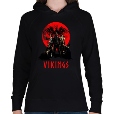 PRINTFASHION VIKINGS - Női kapucnis pulóver - Fekete