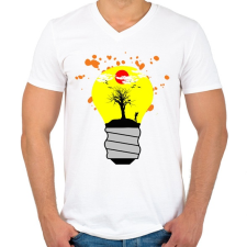 PRINTFASHION világ a villanykörtében - Férfi V-nyakú póló - Fehér férfi póló