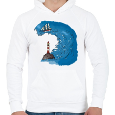 PRINTFASHION Világítótorony - Férfi kapucnis pulóver - Fehér férfi pulóver, kardigán