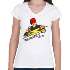 PRINTFASHION Villanyszerelő mester - Női V-nyakú póló - Fehér