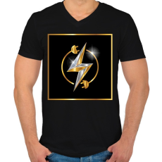 PRINTFASHION Villanyszerelő minta - Férfi V-nyakú póló - Fekete