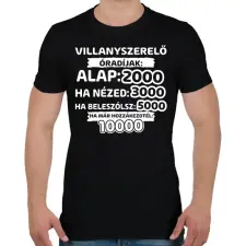 PRINTFASHION Villanyszerelő óradíjak - Férfi póló - Fekete férfi póló