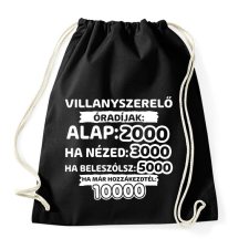 PRINTFASHION Villanyszerelő óradíjak - Sportzsák, Tornazsák - Fekete tornazsák