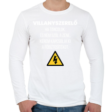 PRINTFASHION Villanyszerelő póló - Férfi hosszú ujjú póló - Fehér