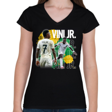 PRINTFASHION vinicius jr - Női V-nyakú póló - Fekete
