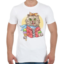 PRINTFASHION Vintage macska - Férfi póló - Fehér férfi póló