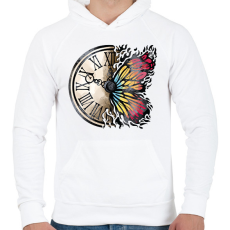 PRINTFASHION Vintage óra és pillangó - Férfi kapucnis pulóver - Fehér