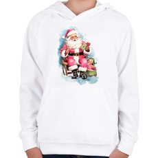 PRINTFASHION Vintage télapó - Gyerek kapucnis pulóver - Fehér