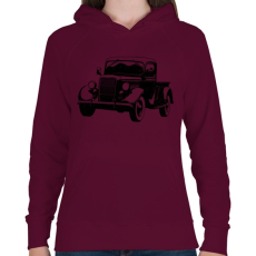 PRINTFASHION Vintage truck - Női kapucnis pulóver - Bordó