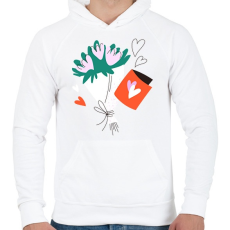 PRINTFASHION Virág csokor - Férfi kapucnis pulóver - Fehér