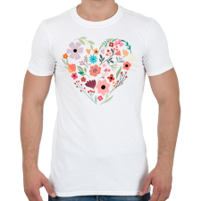 PRINTFASHION Virág szív - Férfi póló - Fehér férfi póló