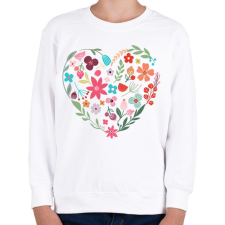 PRINTFASHION Virág szív - Gyerek pulóver - Fehér gyerek pulóver, kardigán