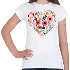 PRINTFASHION Virág szív - Női póló - Fehér