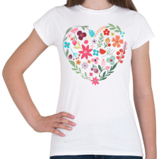 PRINTFASHION Virág szív - Női póló - Fehér női póló