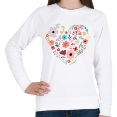 PRINTFASHION Virág szív - Női pulóver - Fehér
