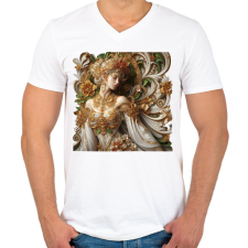PRINTFASHION Virágkirálynő - Férfi V-nyakú póló - Fehér férfi póló