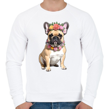 PRINTFASHION virágkoszorús francia buci - Férfi pulóver - Fehér férfi pulóver, kardigán