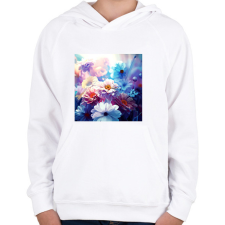 PRINTFASHION virágok 1 - Gyerek kapucnis pulóver - Fehér gyerek pulóver, kardigán