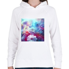 PRINTFASHION virágok 2 - Női kapucnis pulóver - Fehér női pulóver, kardigán