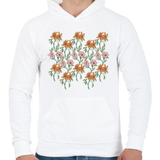 PRINTFASHION Virágok - Férfi kapucnis pulóver - Fehér