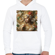 PRINTFASHION Virágok hercegnője - Férfi kapucnis pulóver - Fehér