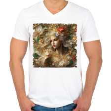 PRINTFASHION Virágok hercegnője - Férfi V-nyakú póló - Fehér férfi póló